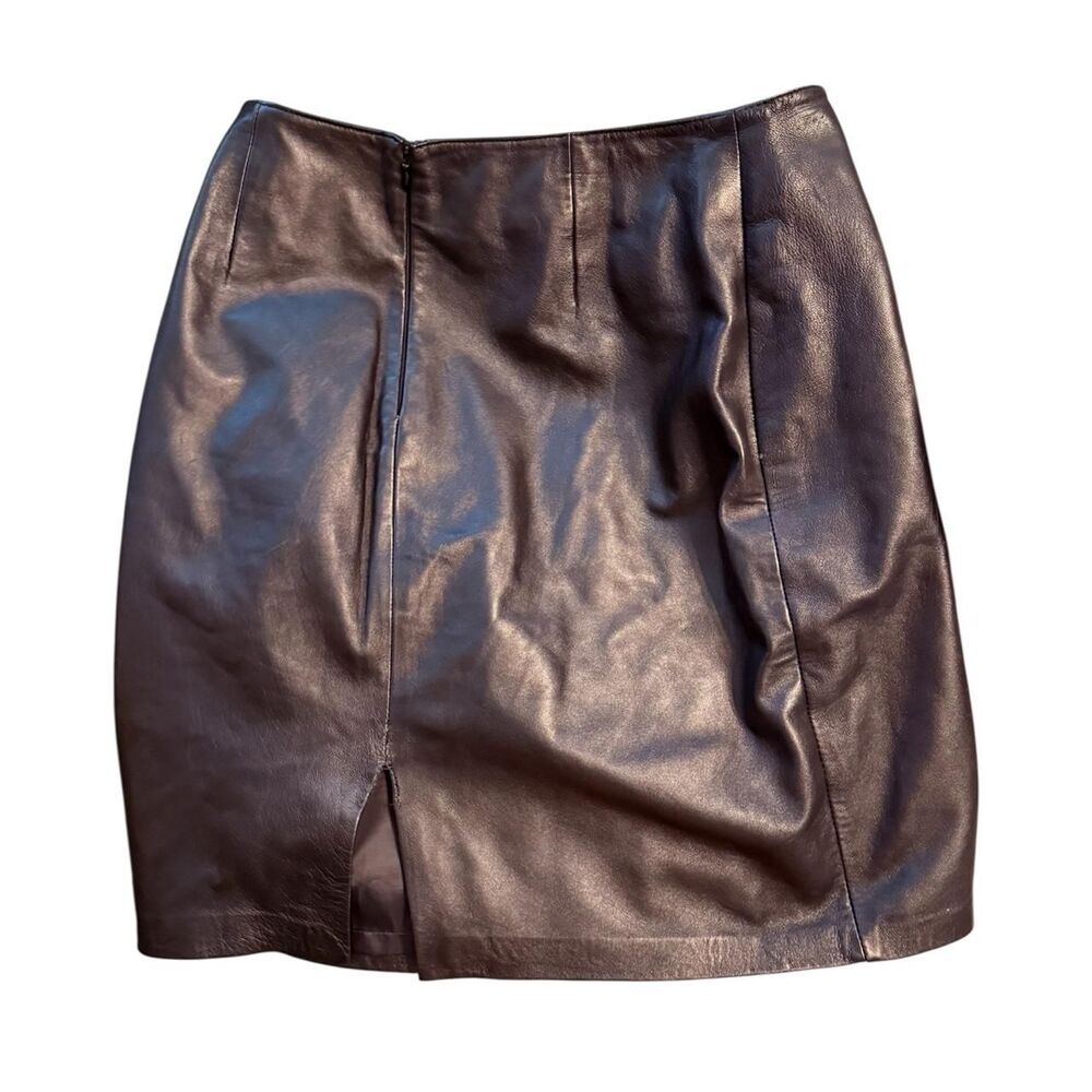 Vintage Yvonne Marie Lamb Leather Skirt Size 10 - Picture 2 of 5